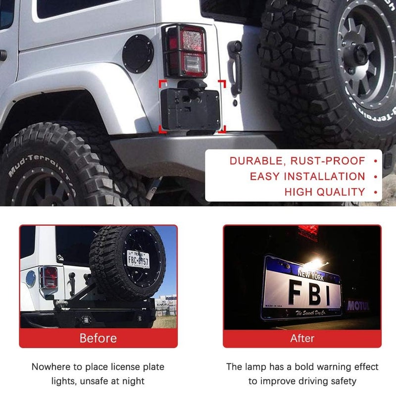 Apeixoto Black Rear License Plate Holder with Lamp for 2007-2016 Wrangler JK License Plate Tag Frames Brackets Accessories - Image 4